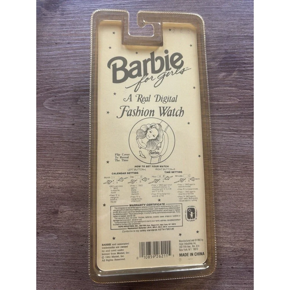 1992 Barbie For Girls Digital Fashion Watch Hope Industries New Sealed Vintage